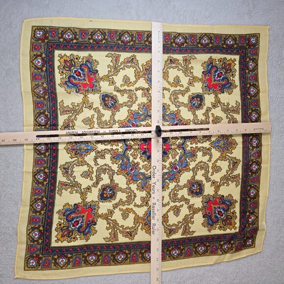 English Village Scarf Square Wool Japan Persian Inspired Baroque Floral Boho VTG - Picture 8 of 10